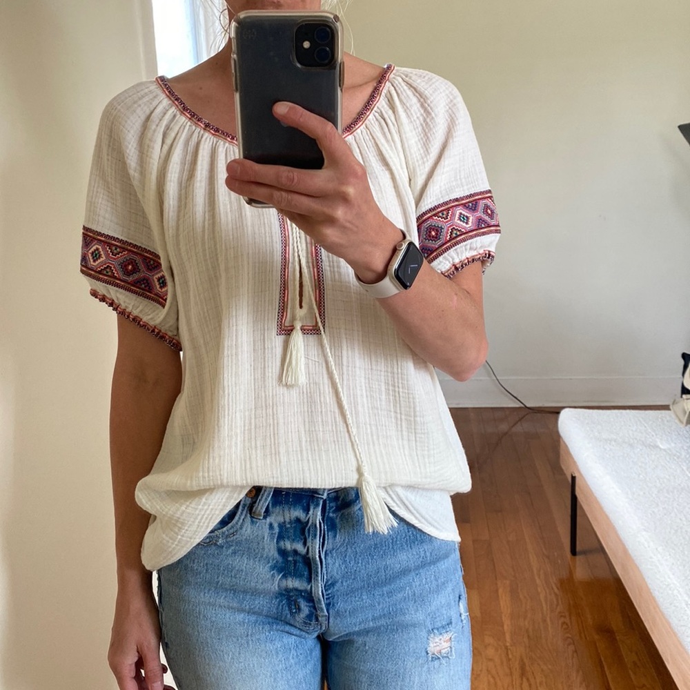 J.Crew gauzy embroidered top